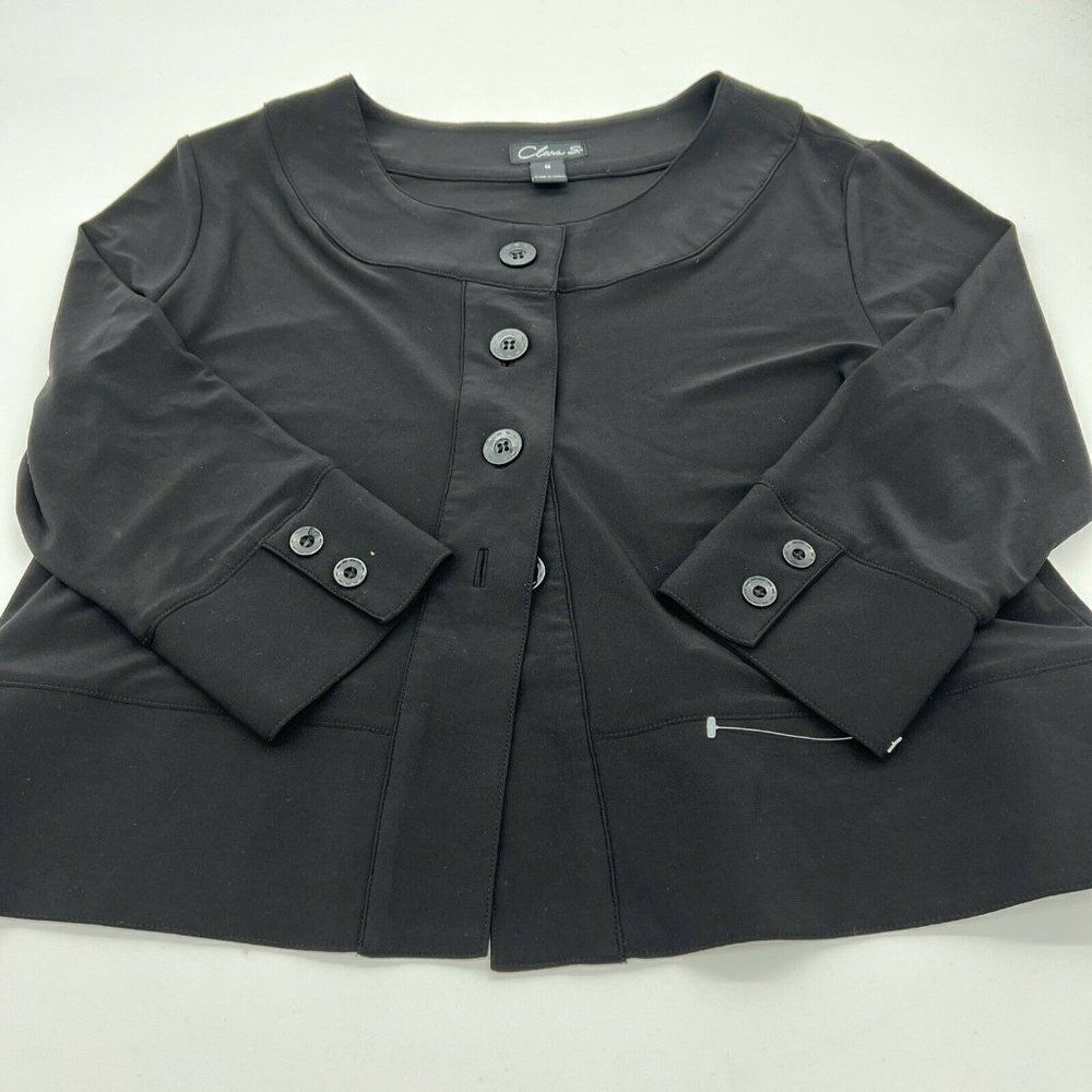 Clara Sun Woo Black evening crop jacket button up size medium